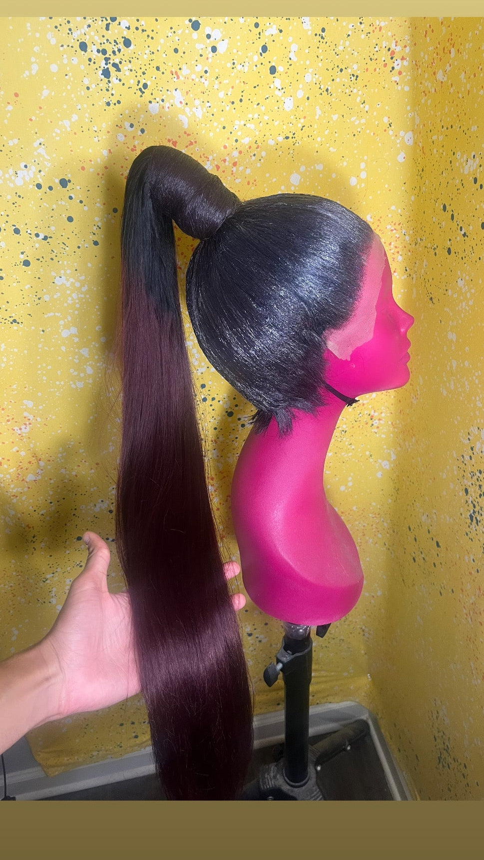 Deep purple ponytail